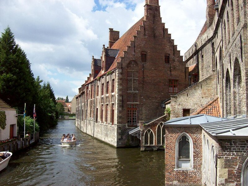 Boat on Canal in Bruges