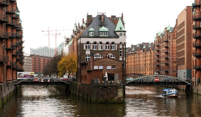 Boat on Canal in Hamburg