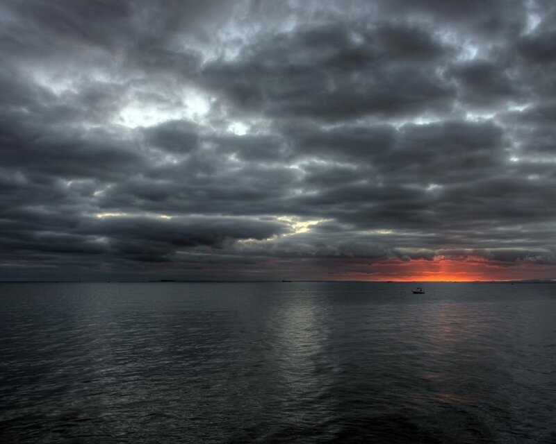 Boat on Dark Water — Clouds