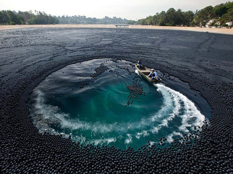 Boat on floating ball field