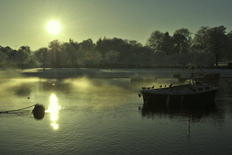 Boat on Frozen Lake — Green