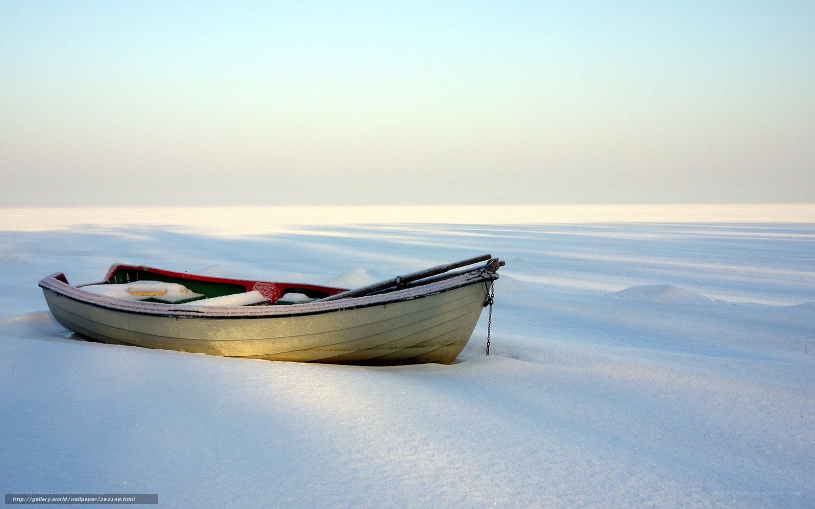boat on frozen lake