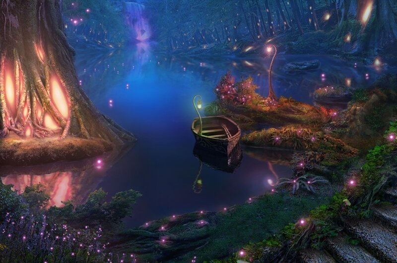 Boat on Glowing River