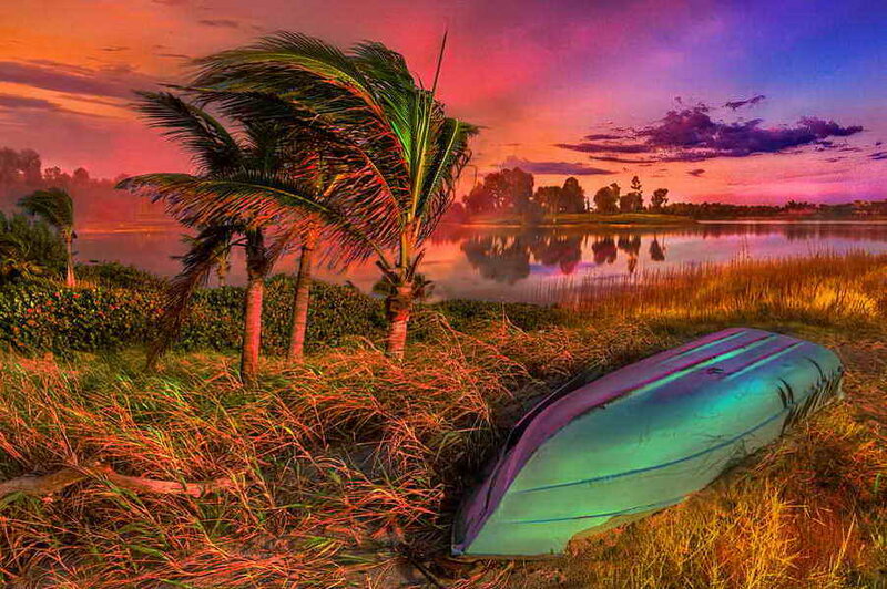 Boat on Grassy Shore