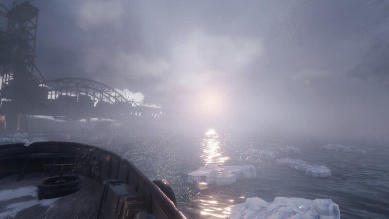 Boat on Icy Water — Gray