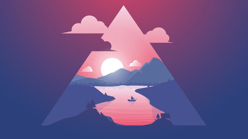 Boat on Lake at Sunset — Purple