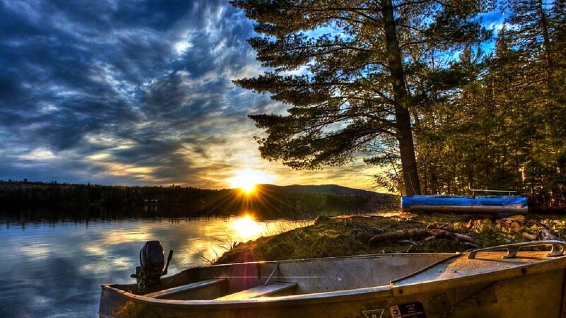 Boat on Lake Shore — Blue