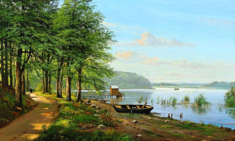 Boat on Lake Shore — Green