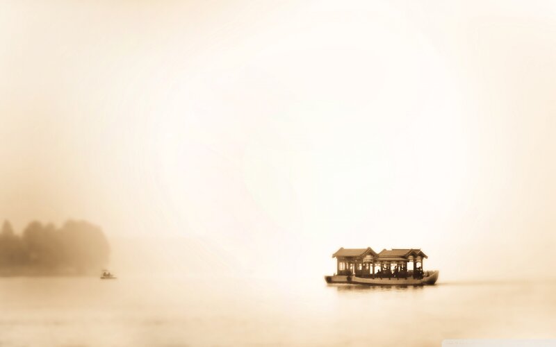 Boat on Misty Lake