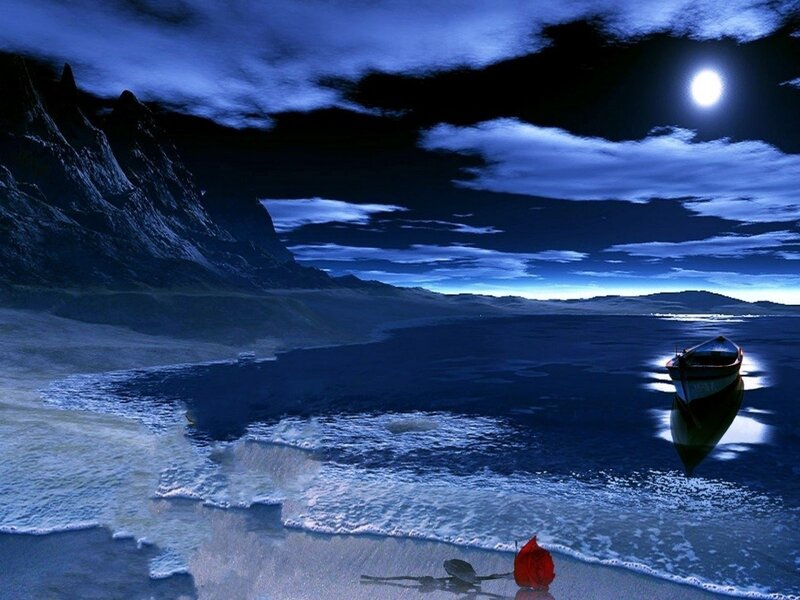 Boat on Moonlit Water