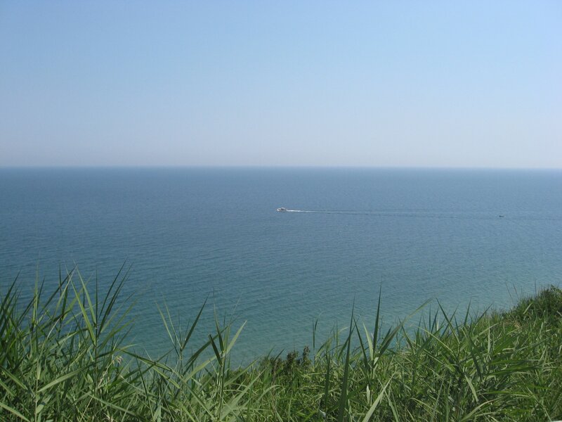 Boat on Ocean — Blue, Serene