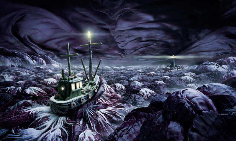 Boat on Red Cabbage Sea