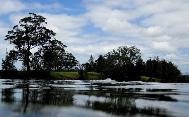 Boat on River — Blue