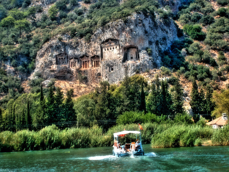 Boat on River Near Tombs
