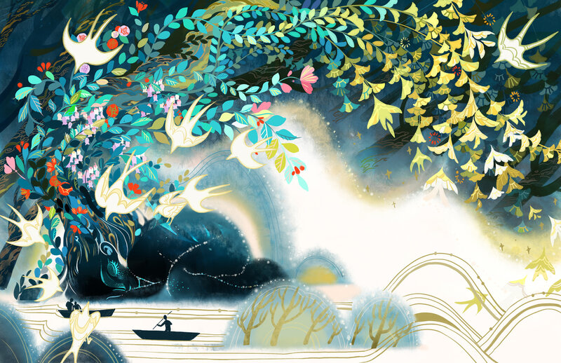 Boat on River under Trees