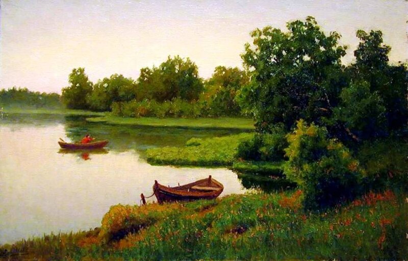Boat on Riverbank — Green, Serene