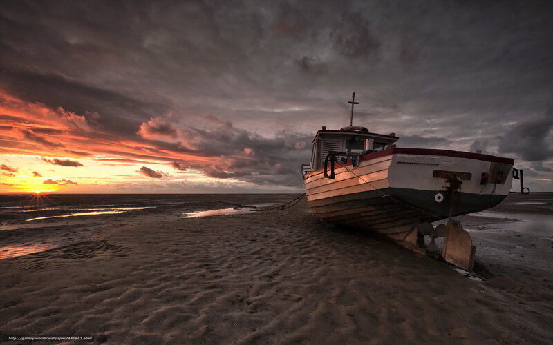 Boat on Sandy Beach — Orange