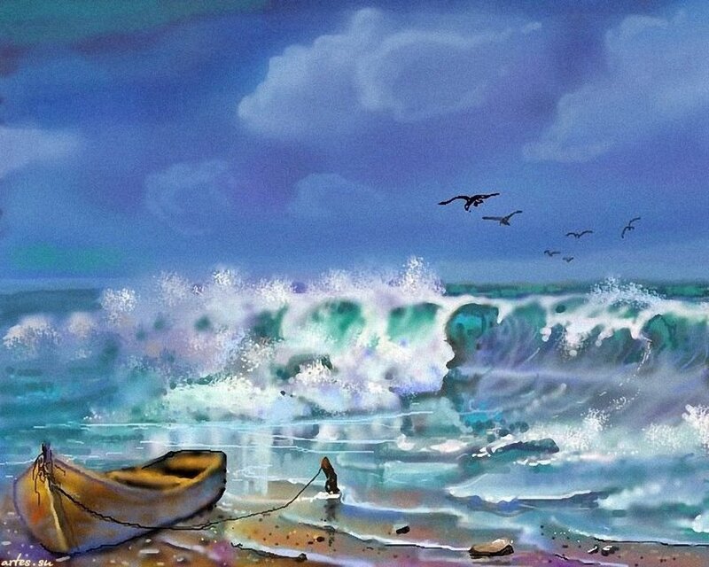 Boat on Stormy Beach