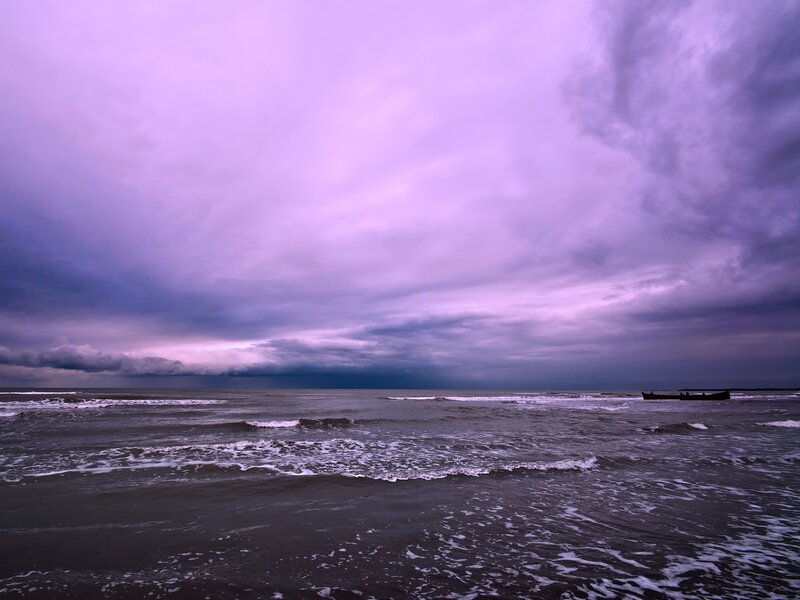 Boat on Stormy Sea — Purple