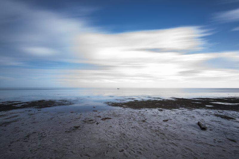 Boat on Tidal Flat — Blue