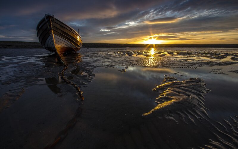 Boat on Tidal Flat — Yellow