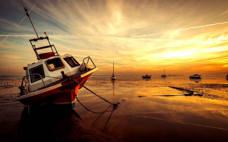Boat on Tidal Flats — Orange