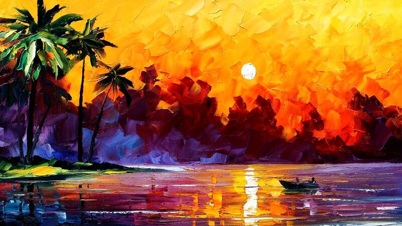 Boat on Tropical Water — Yellow, Dramatic