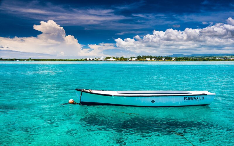 Boat on turquoise water