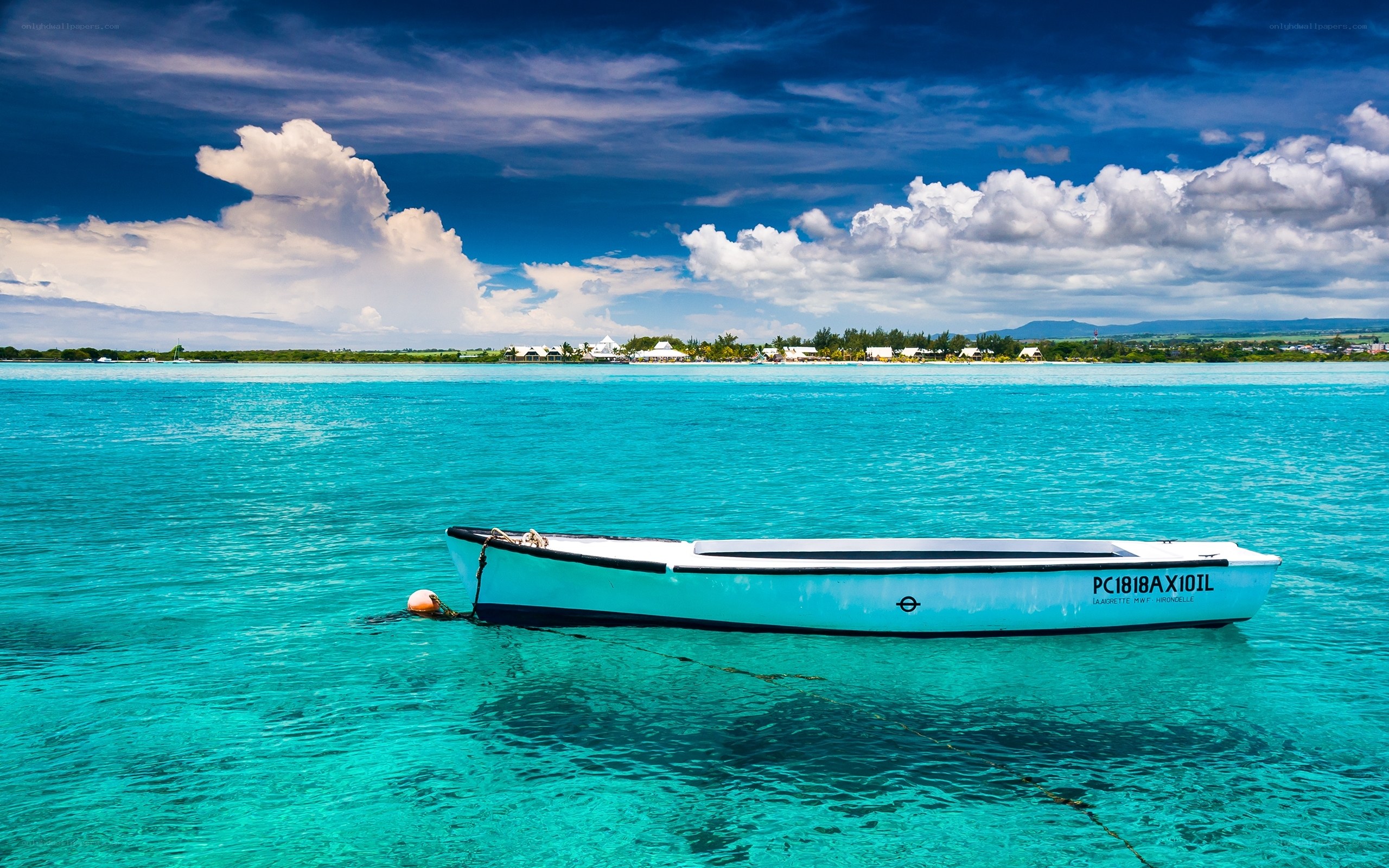 Boat on turquoise water