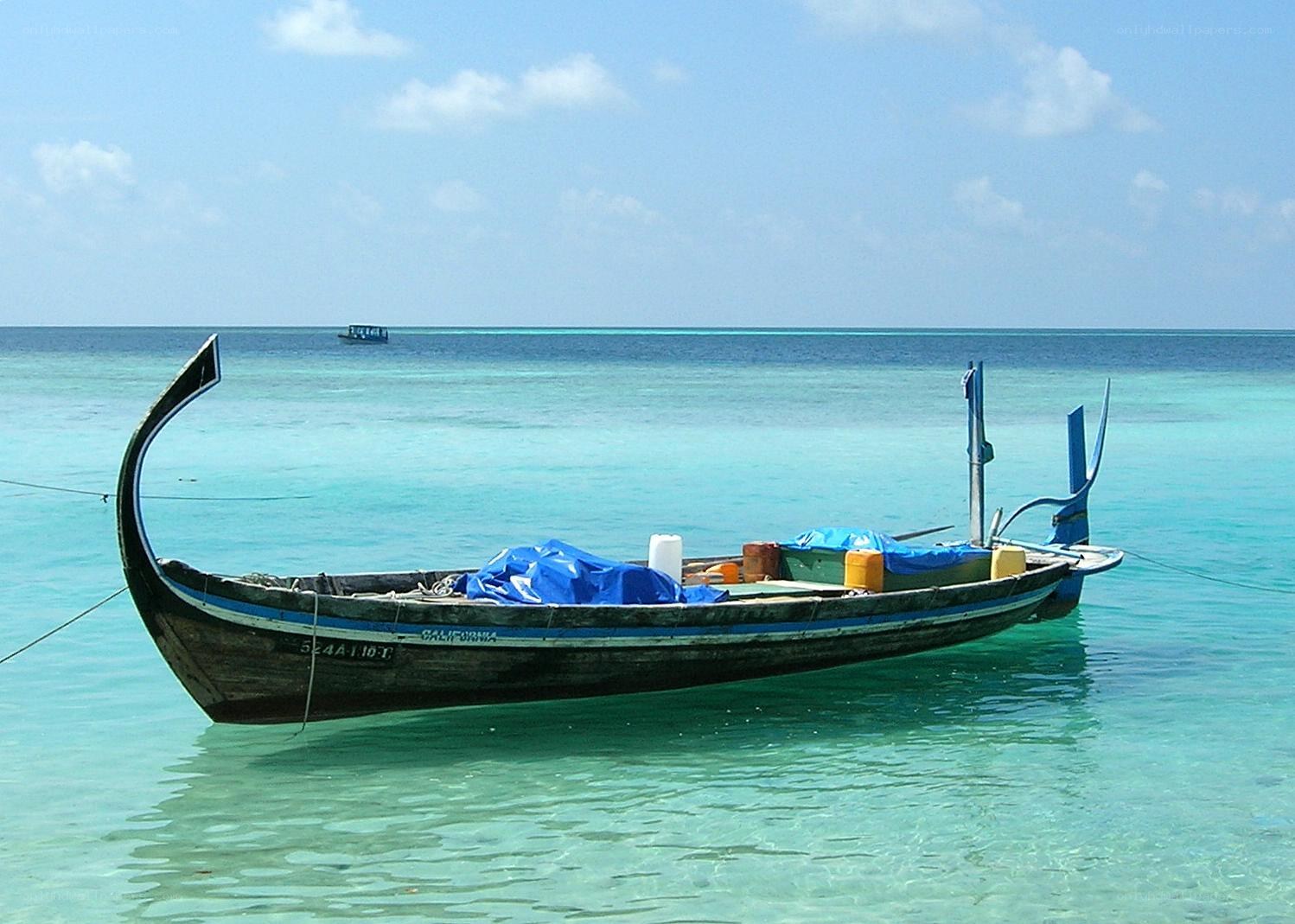 Boat on turquoise water
