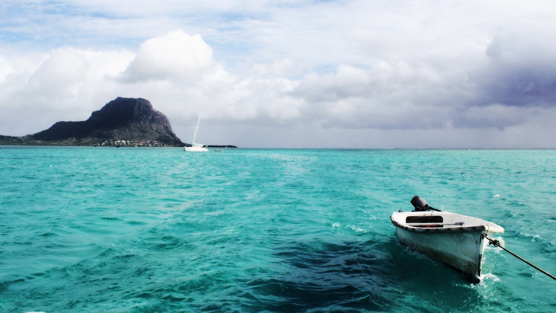 Boat on turquoise water