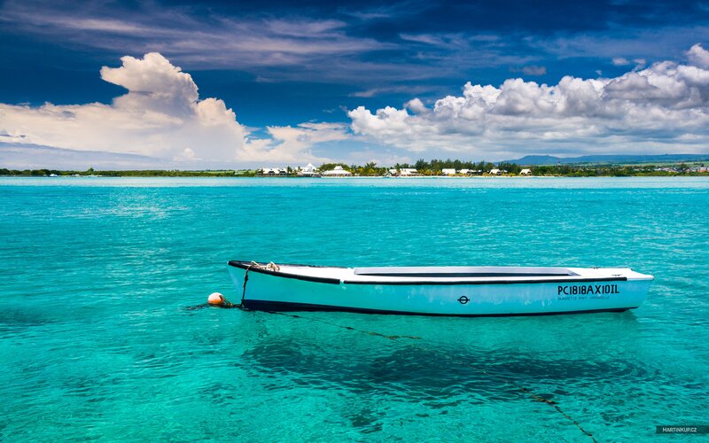 Boat on turquoise water