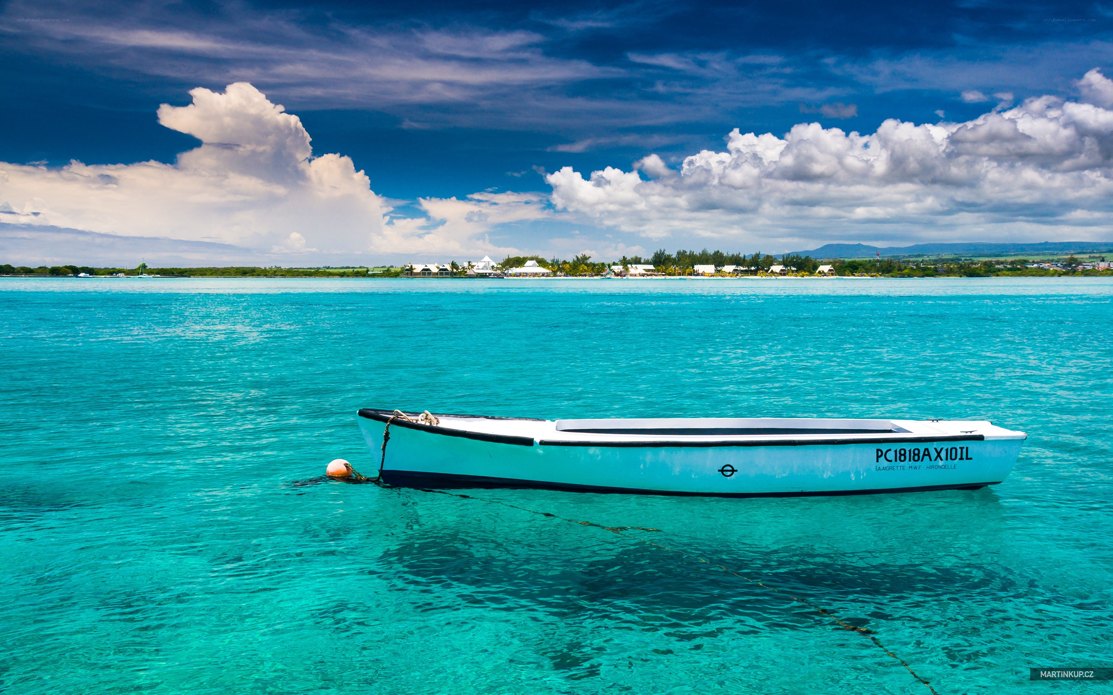 Boat on turquoise water