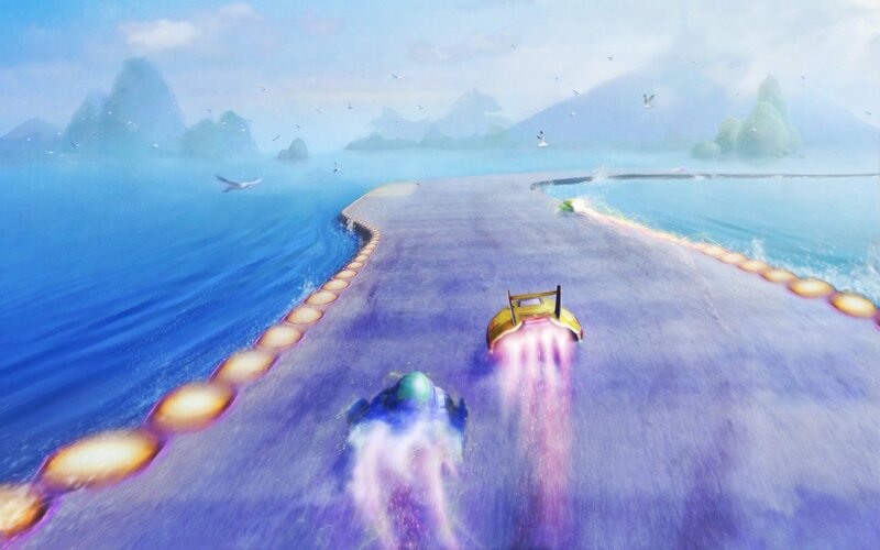 Boat race on a coastal track