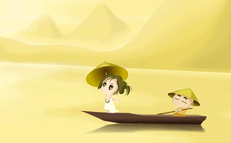 boat ride with two characters