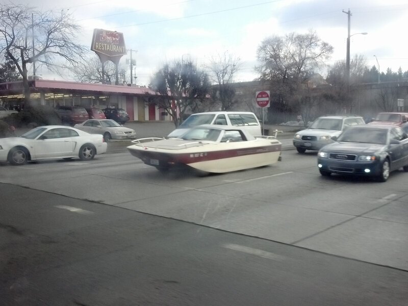 Boat-shaped Car on Road