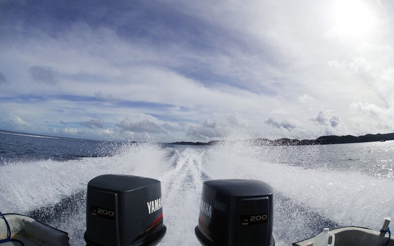 Boat speeding on the ocean