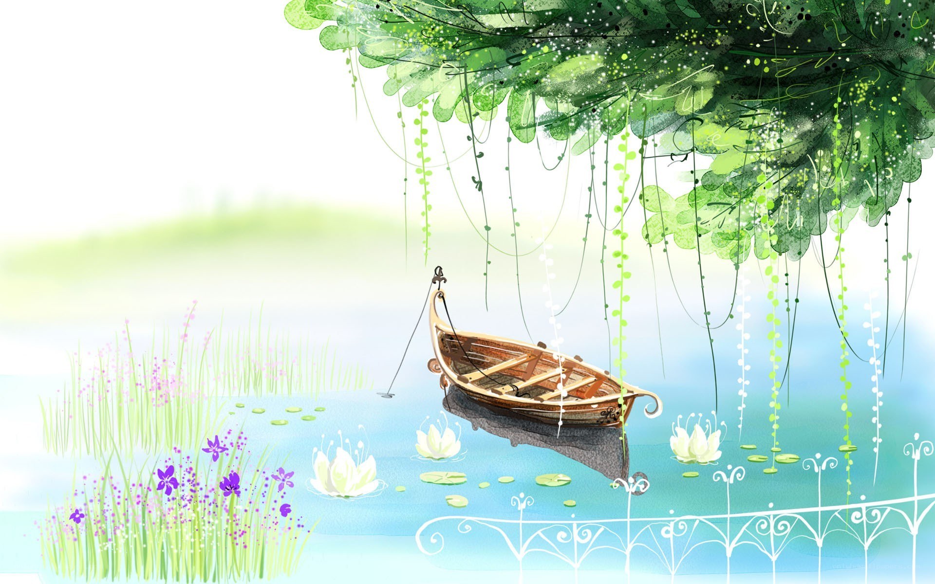 Boat under a leafy canopy