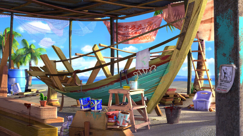 boat under construction on beach