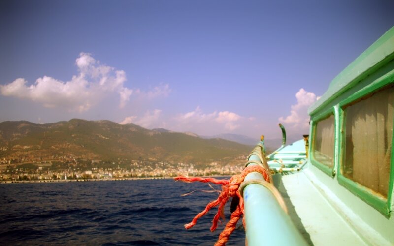 Boat view of coastal town