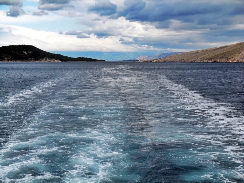 Boat Wake on Sea — Blue, Dramatic, Afternoon
