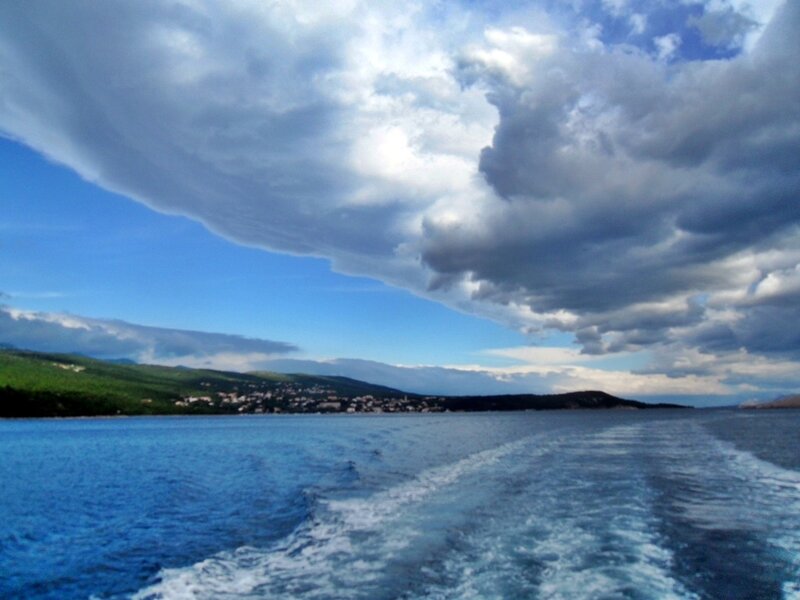 Boat Wake on Sea — Blue, Dramatic