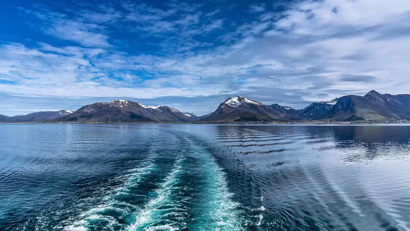 Boat Wake on Water — Blue