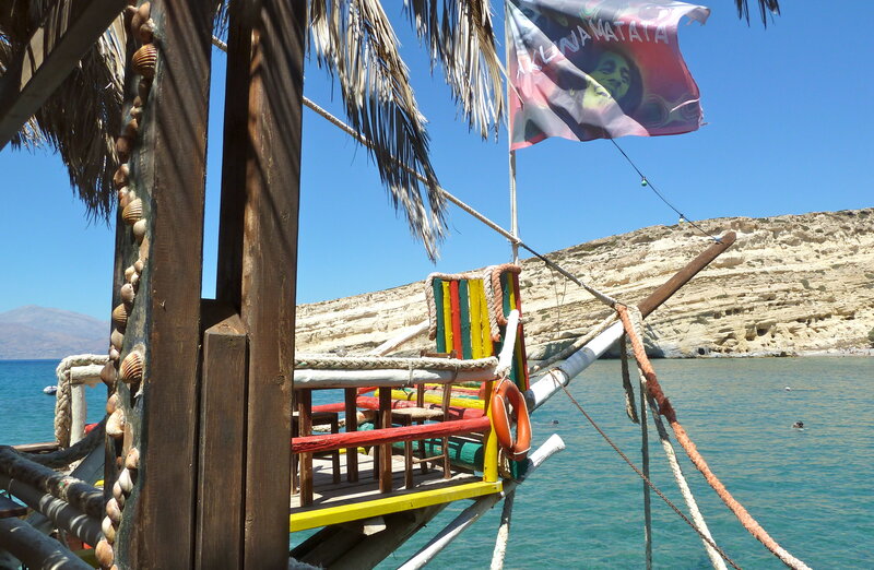 Boat with Bob Marley Flag