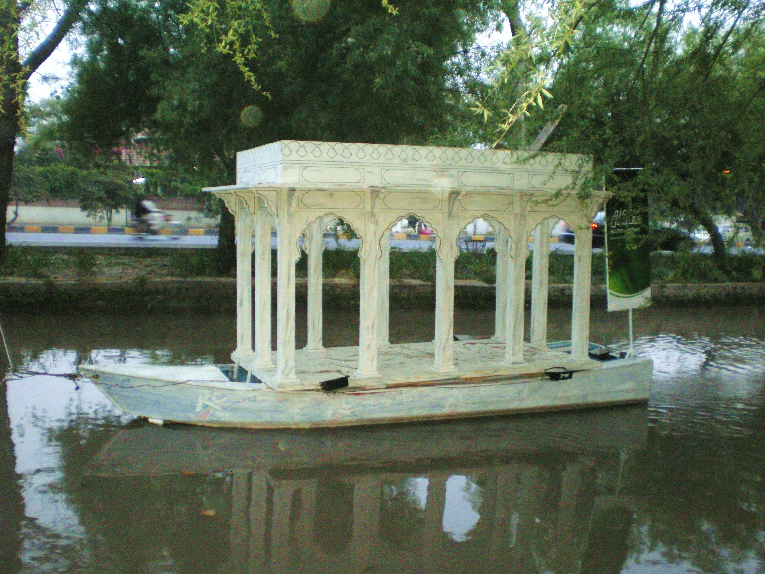 boat with ornate pavilion