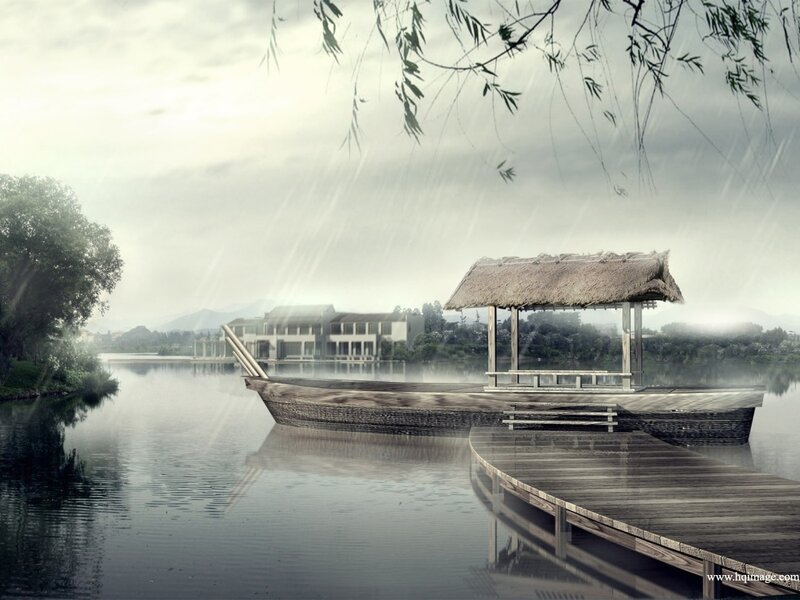 Boat with Thatched Roof