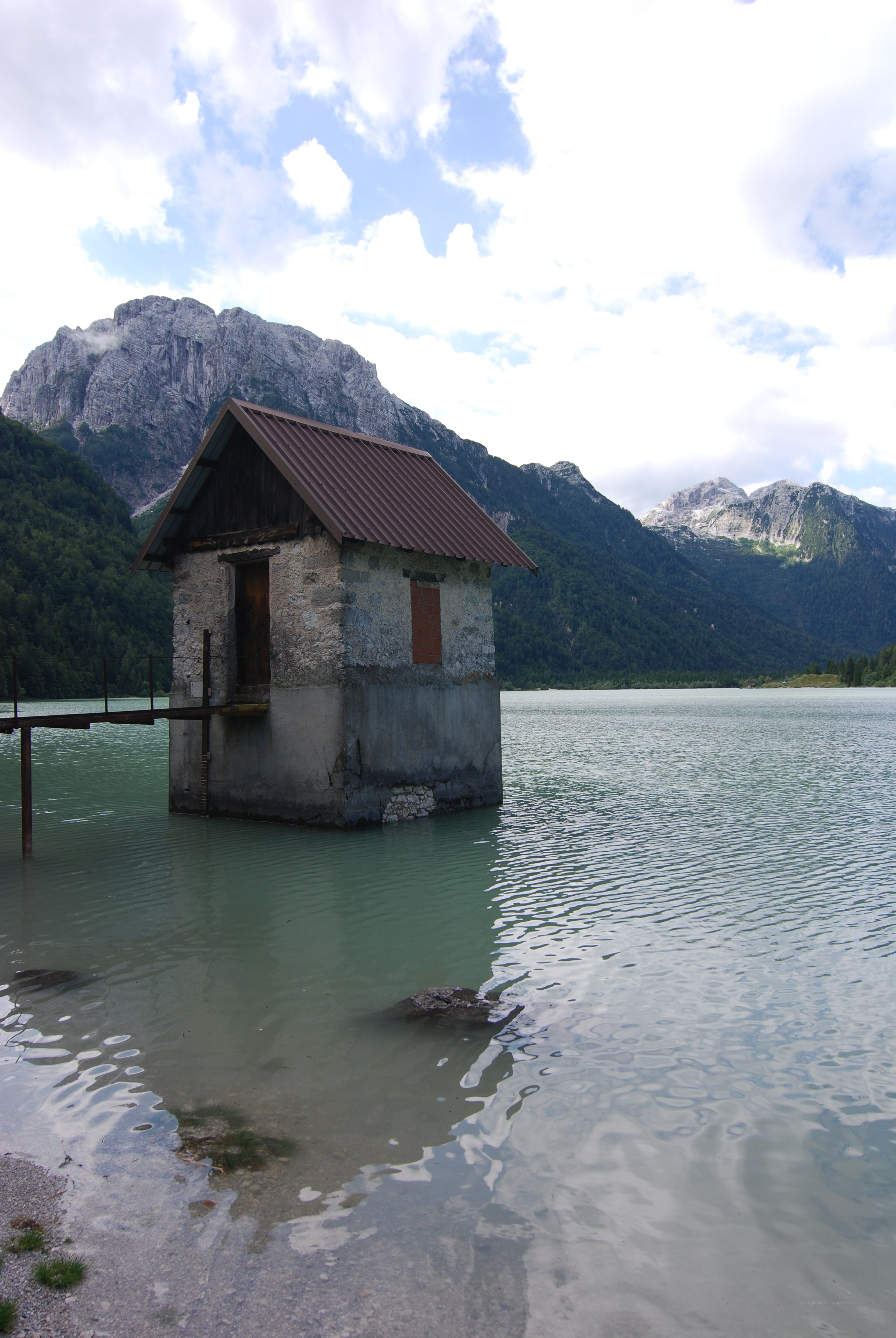 Boathouse on a mountain lake