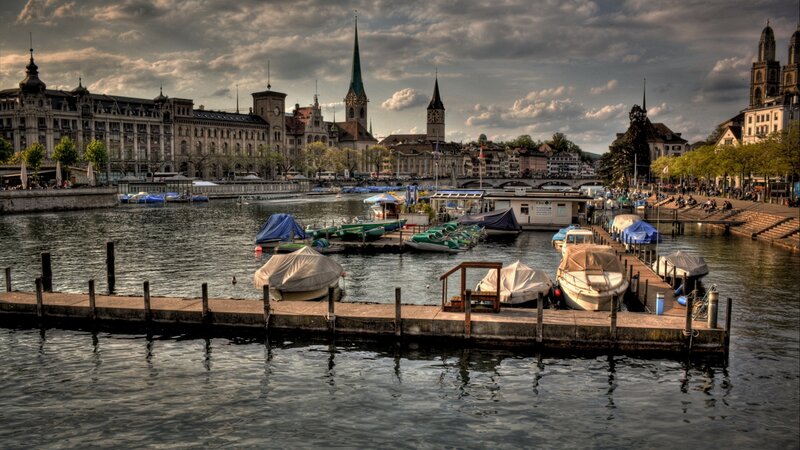 Boats at a City Dock