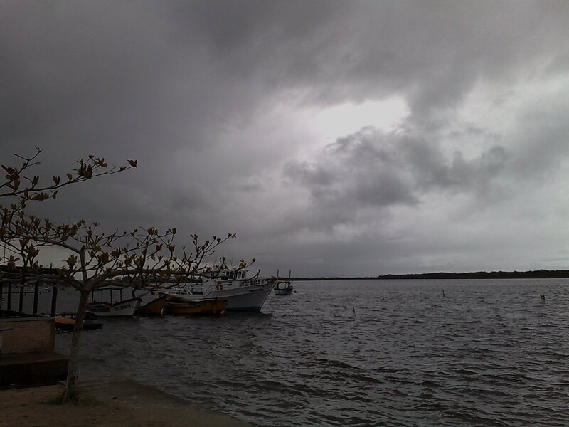 Boats at a cloudy waterfront