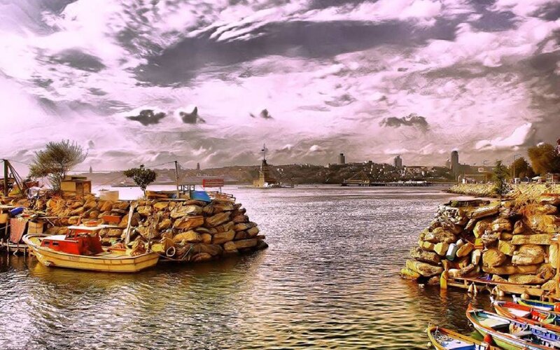 Boats at a coastal harbor